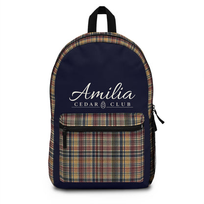 Cedar Club Plaid Backpack — Navy Check School & Travel Bag