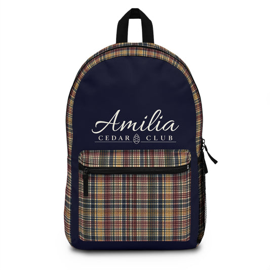 Cedar Club Plaid Backpack — Navy Check School & Travel Bag