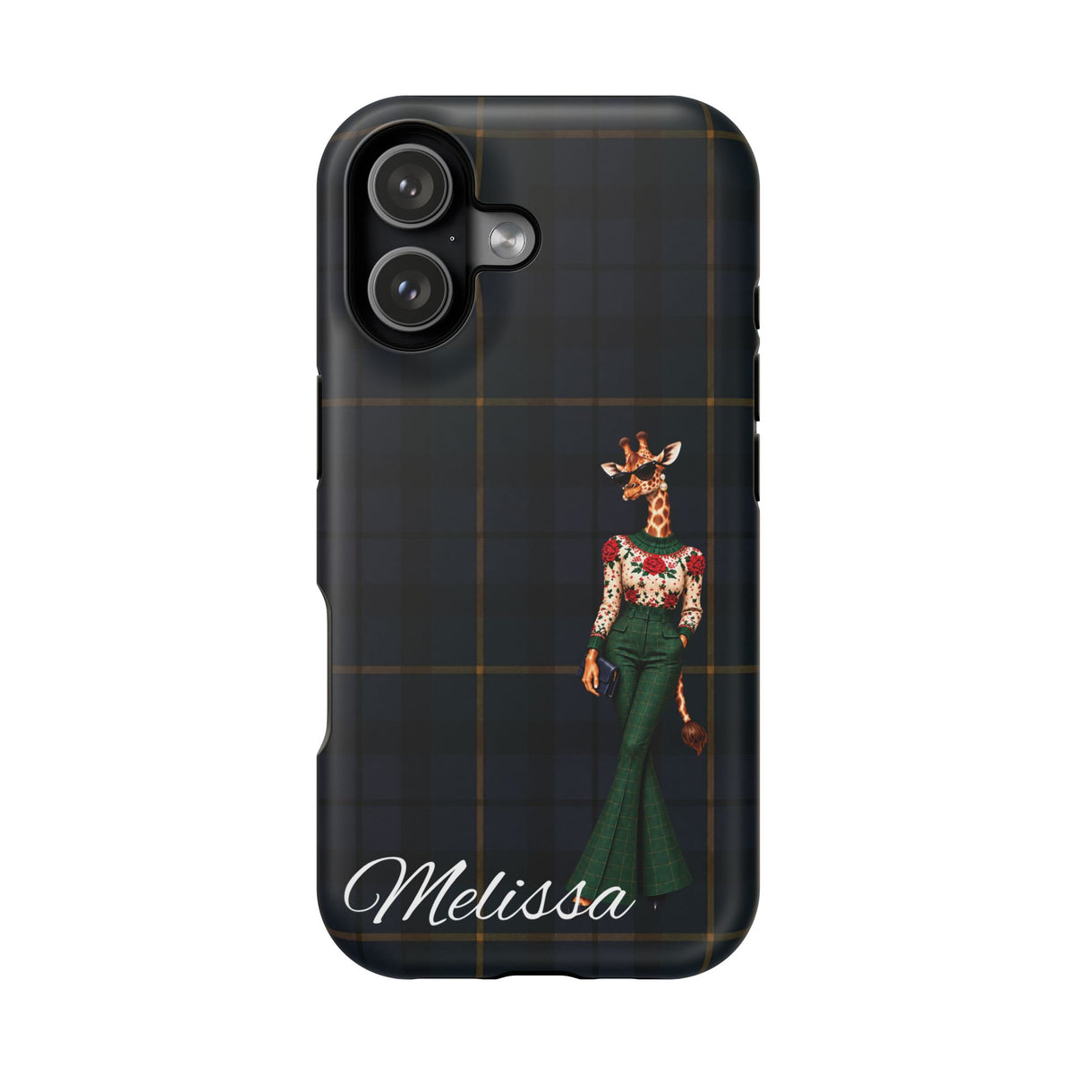 Personalized Giraffe Phone Case — Green Leopard Print Magnetic Impact-Resistant