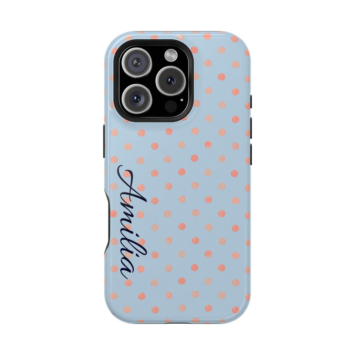 Personalized Polka Dot Magnetic Phone Case — Impact-Resistant iPhone Cover with Name