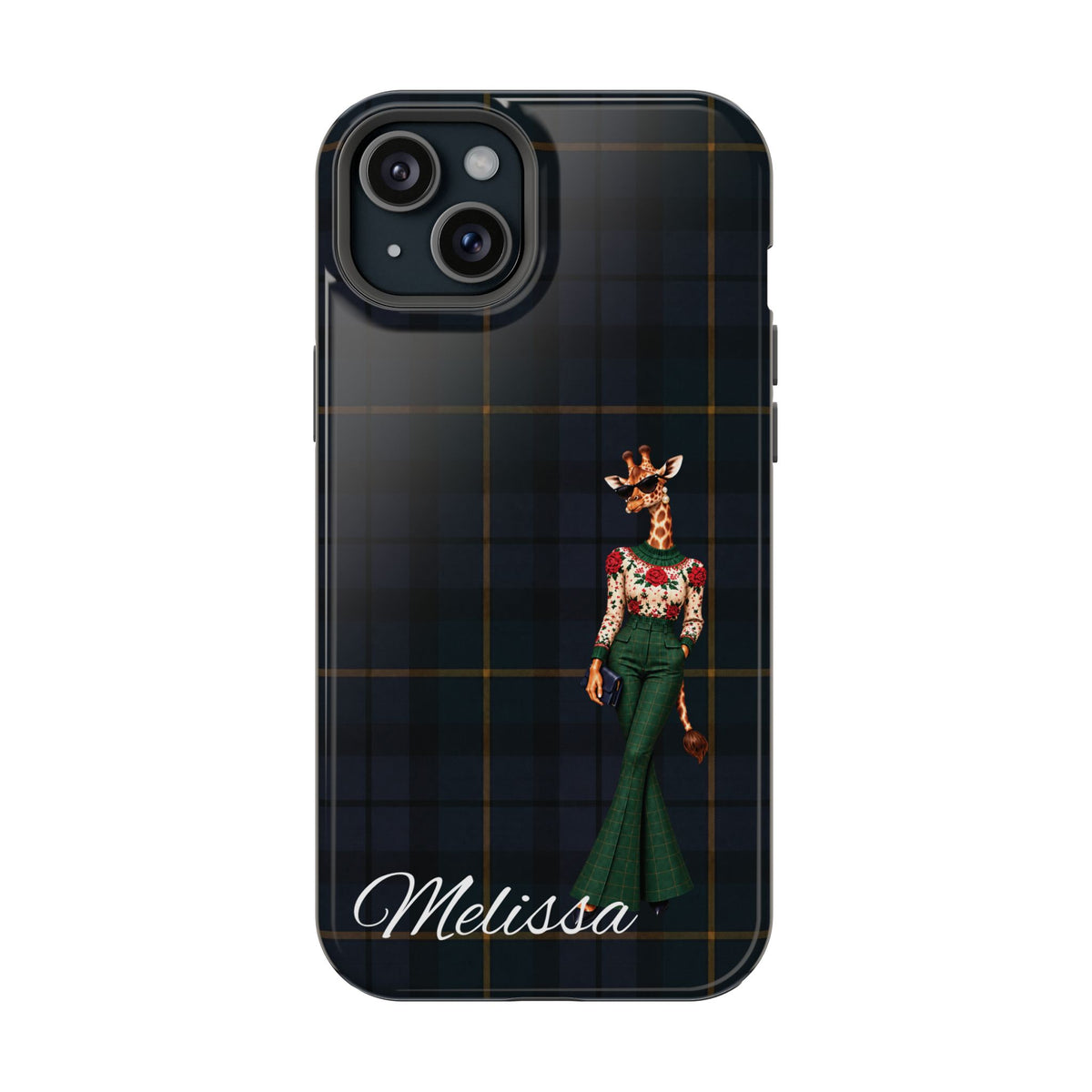 Personalized Giraffe Phone Case — Green Leopard Print Magnetic Impact-Resistant