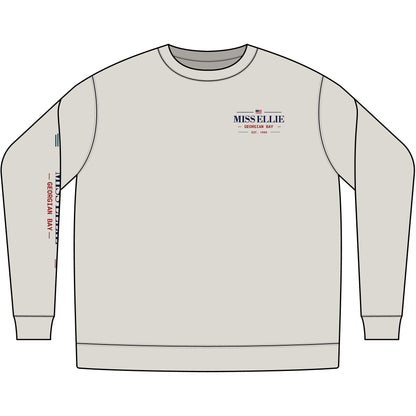 Cedar Club Crewneck Sweatshirt — Vintage Lakeboat Cabin Graphic