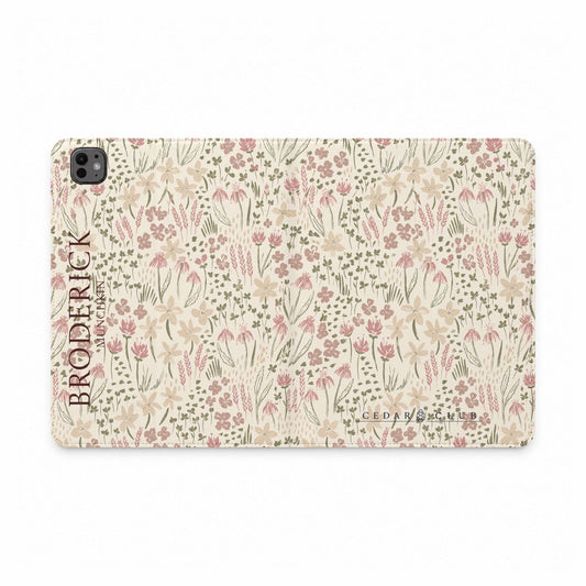 Floral Meadow Tablet Folio Case — Personalized Name Option