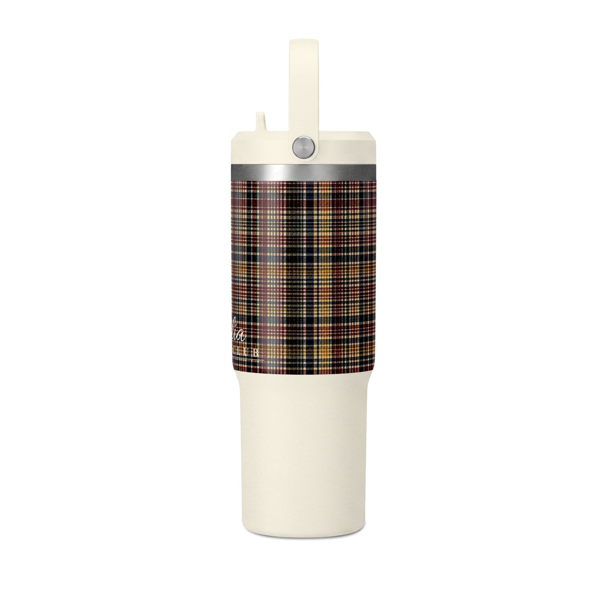 Plaid 32oz Nomad Tumbler — Insulated Travel Mug with Personalized Script