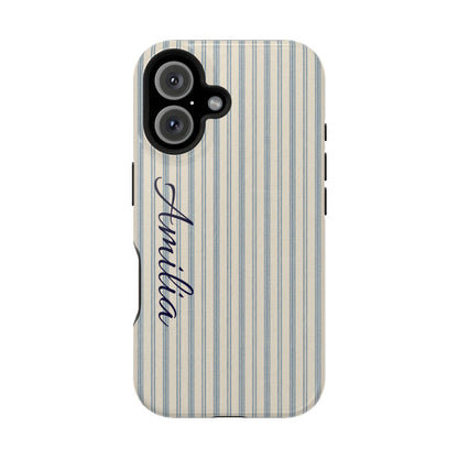 Personalized Striped Magnetic Impact-Resistant Phone Case — Custom Name