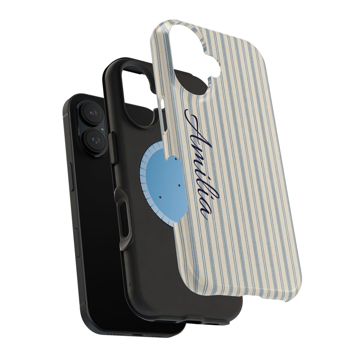 Personalized Striped Magnetic Impact-Resistant Phone Case — Custom Name
