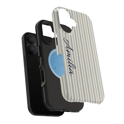 Personalized Striped Magnetic Impact-Resistant Phone Case — Custom Name