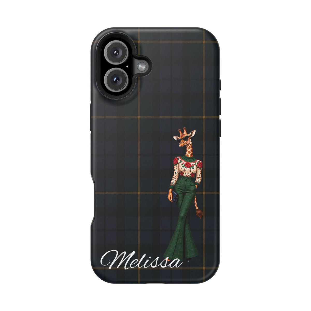 Personalized Giraffe Phone Case — Green Leopard Print Magnetic Impact-Resistant