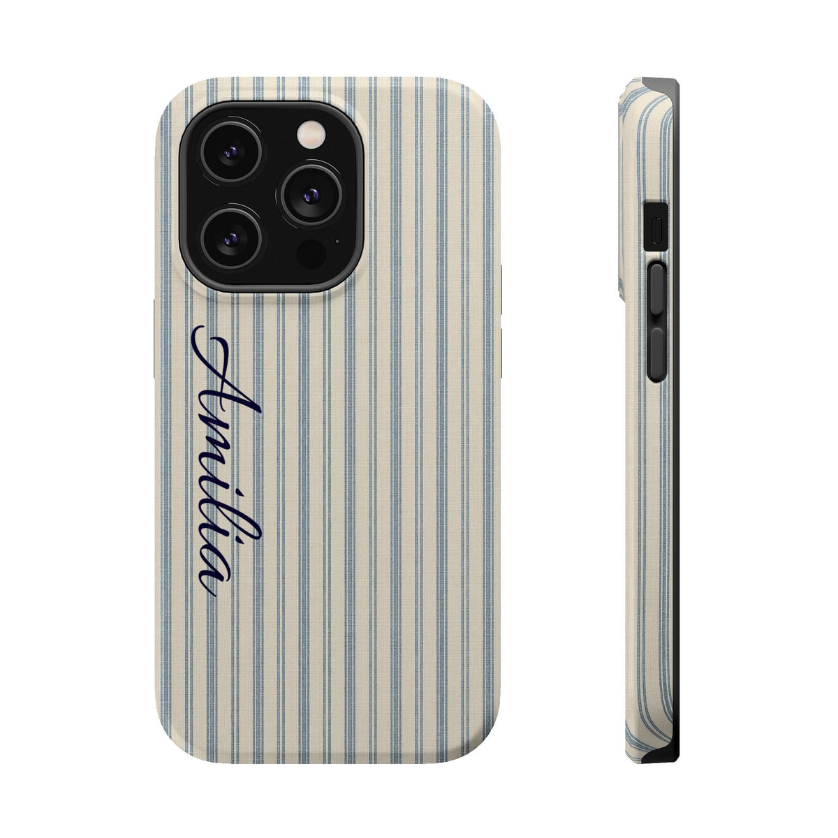 Personalized Striped Magnetic Impact-Resistant Phone Case — Custom Name