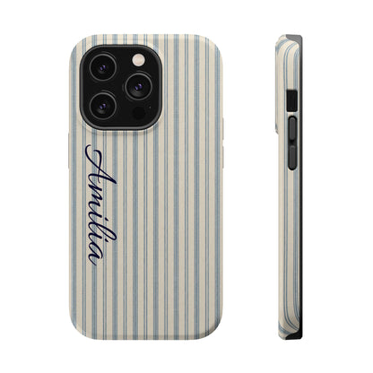 Personalized Striped Magnetic Impact-Resistant Phone Case — Custom Name