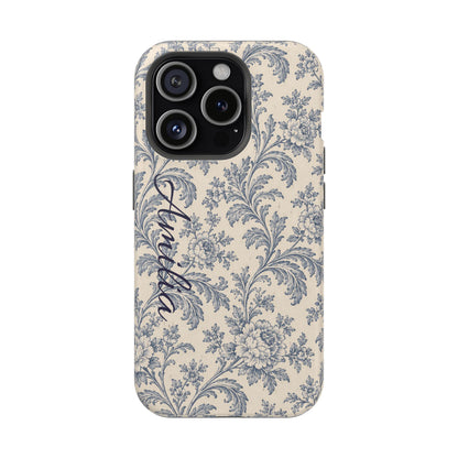Vintage Floral Magnetic Phone Case — Personalized Name Option