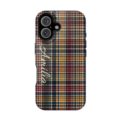 Plaid Magnetic Impact Phone Case — Personalized Script Name