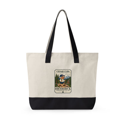Canvas Tote Bag — Personalized 'Cedar Cubs' / Hiking Sheep Design, Zippered Beach & Market Tote