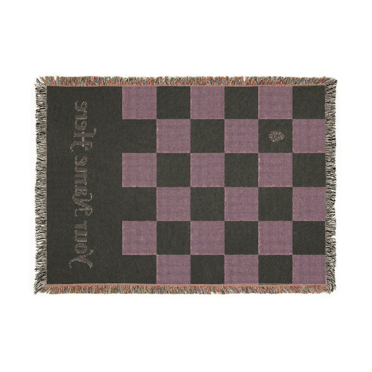 Personalized Checkerboard Woven Blanket — Custom Name Throw