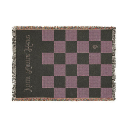 Personalized Checkerboard Woven Blanket — Custom Name Throw