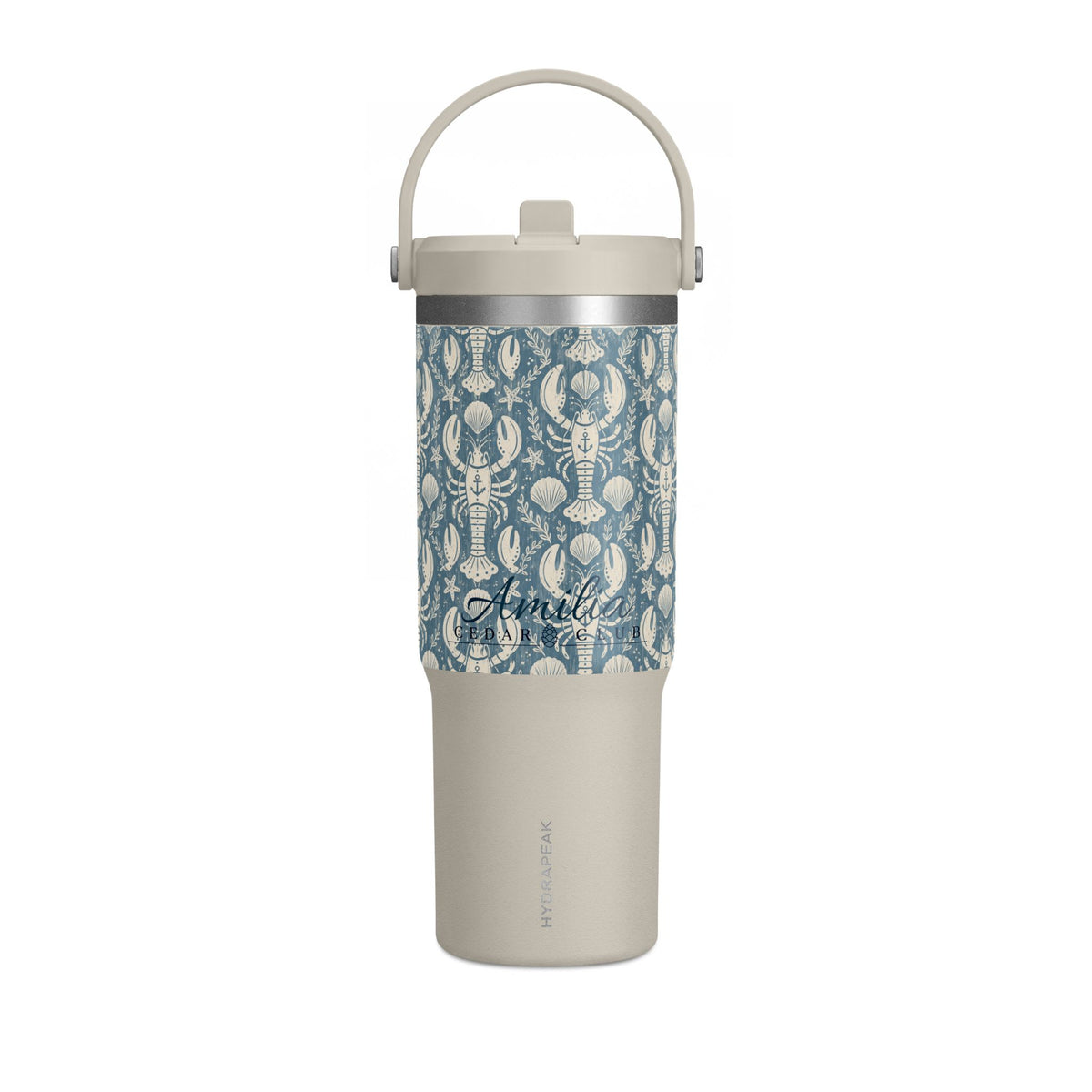 32oz Nomad Tumbler — Blue Nautical Lobster Pattern Insulated Travel Cup