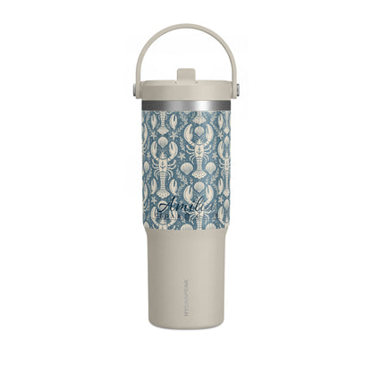 32oz Nomad Tumbler — Blue Nautical Lobster Pattern Insulated Travel Cup