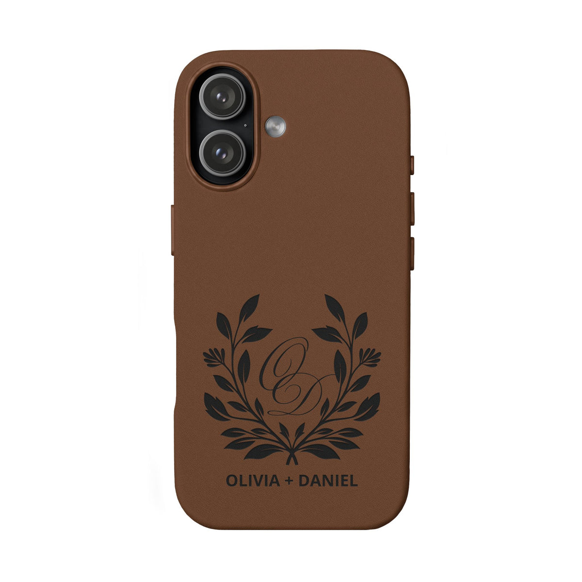Engraved PU Leather Phone Case — Monogram Design