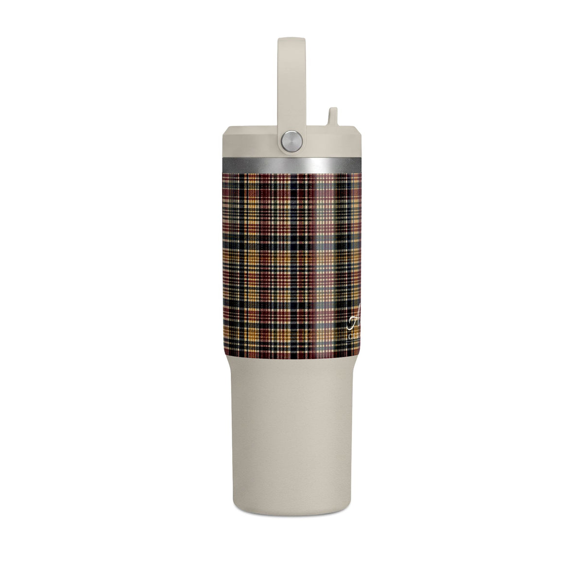 Plaid 32oz Nomad Tumbler — Insulated Travel Mug with Personalized Script