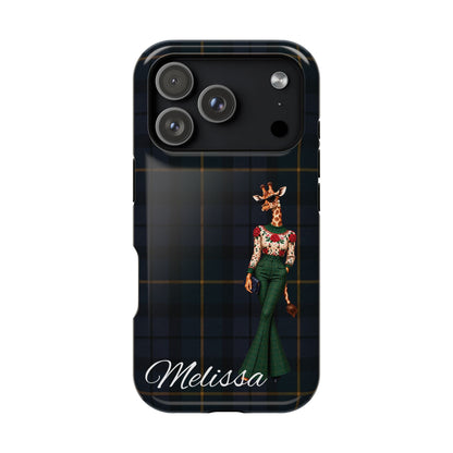 Personalized Giraffe Phone Case — Green Leopard Print Magnetic Impact-Resistant