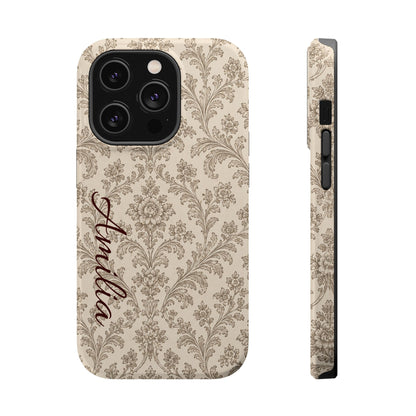Personalized Vintage Damask Magnetic Phone Case — Custom Name