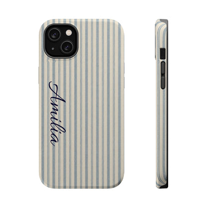 Personalized Striped Magnetic Impact-Resistant Phone Case — Custom Name