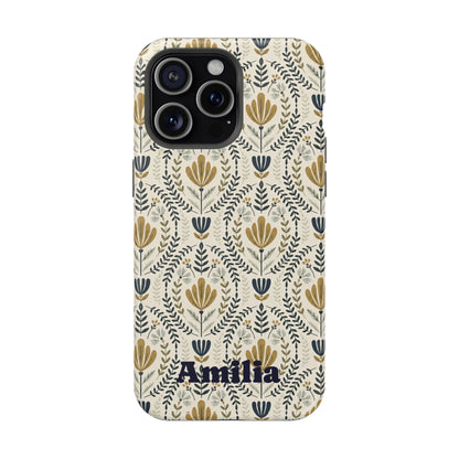 Personalized Floral Magnetic Phone Case — Impact-Resistant Protective Cover (Name Option)