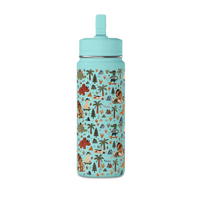 20oz Kids Dinosaur Water Bottle — Cute Dino Pattern with Name Personalization