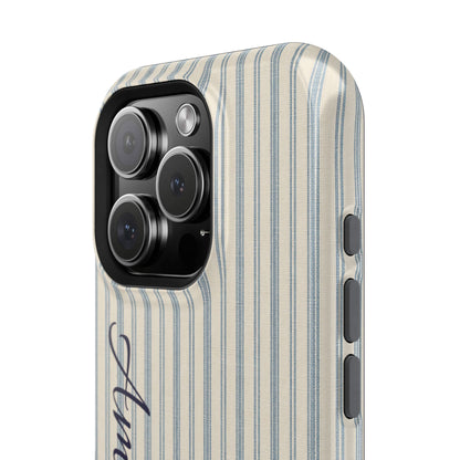 Personalized Striped Magnetic Impact-Resistant Phone Case — Custom Name