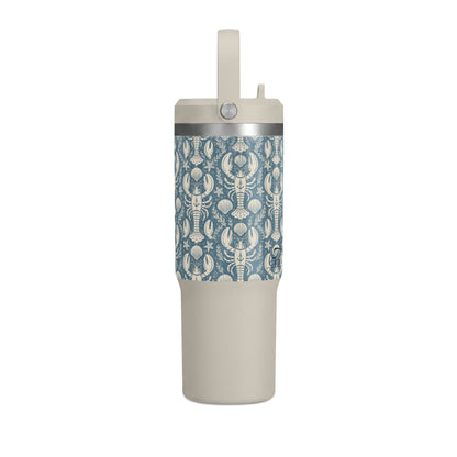 32oz Nomad Tumbler — Blue Nautical Lobster Pattern Insulated Travel Cup