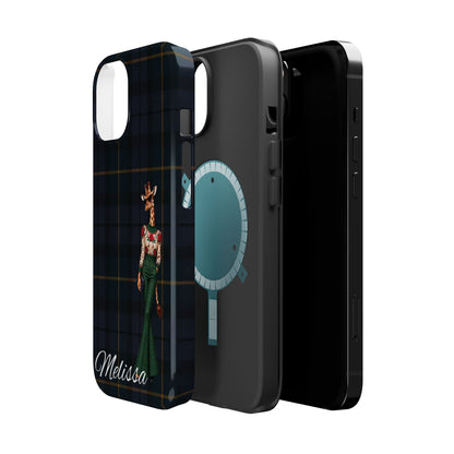 Personalized Giraffe Phone Case — Green Leopard Print Magnetic Impact-Resistant