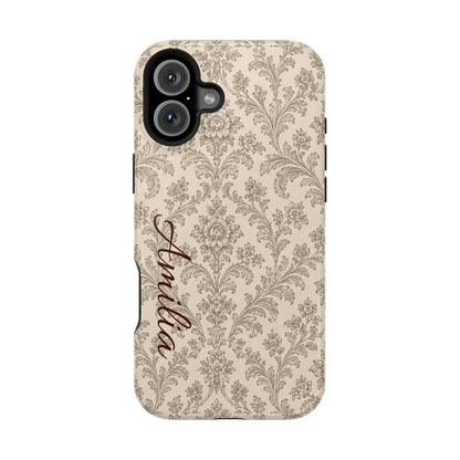 Personalized Vintage Damask Magnetic Phone Case — Custom Name