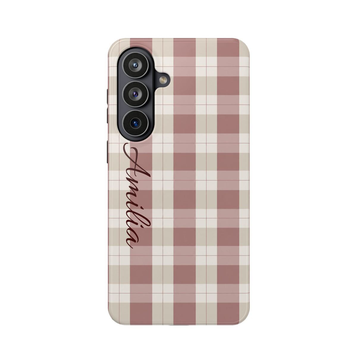 Plaid Personalized Phone Case — Magnetic Impact-Resistant, Name Customizable