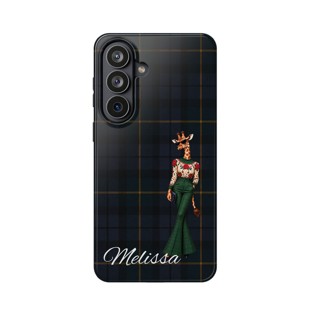 Personalized Giraffe Phone Case — Green Leopard Print Magnetic Impact-Resistant