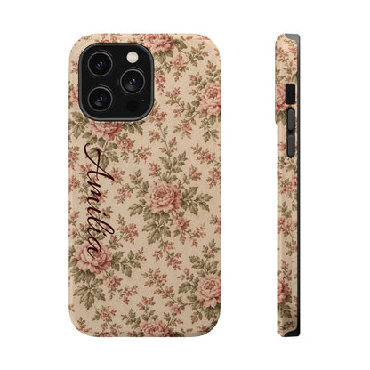 Floral Vintage Rose Magnetic Phone Case — Personalized Option