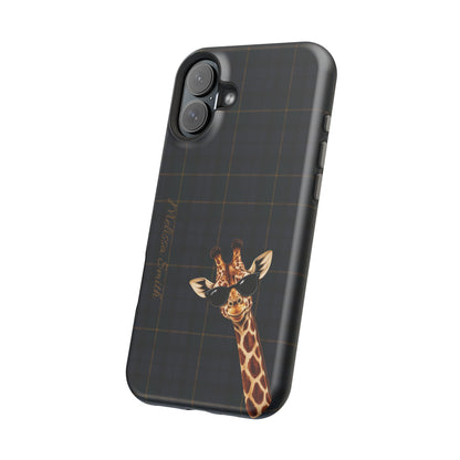 Personalized Giraffe Phone Case —Tartan Print Magnetic Impact-Resistant