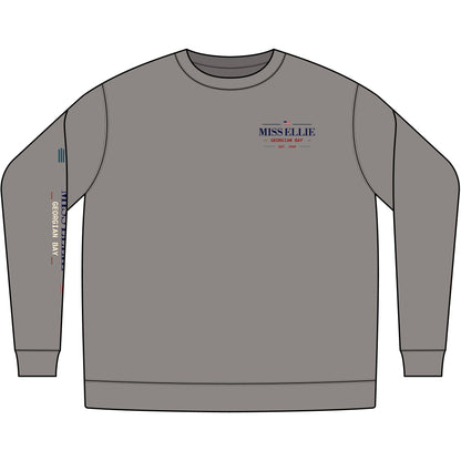 Cedar Club Crewneck Sweatshirt — Vintage Lakeboat Cabin Graphic