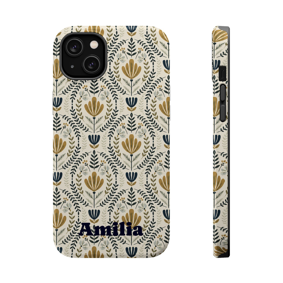 Personalized Floral Magnetic Phone Case — Impact-Resistant Protective Cover (Name Option)