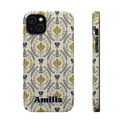 Personalized Floral Magnetic Phone Case — Impact-Resistant Protective Cover (Name Option)