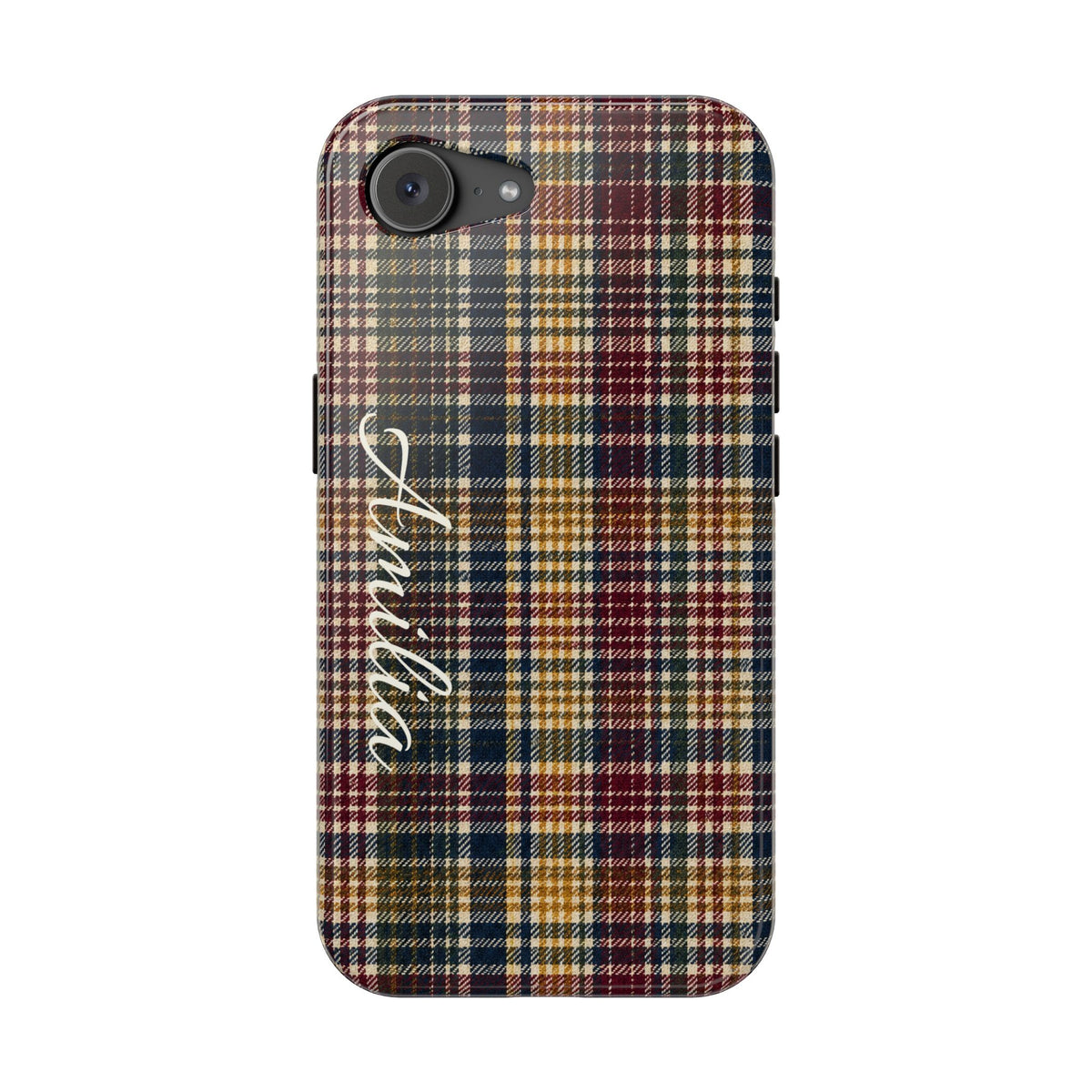 Plaid Magnetic Impact Phone Case — Personalized Script Name