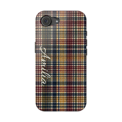 Plaid Magnetic Impact Phone Case — Personalized Script Name