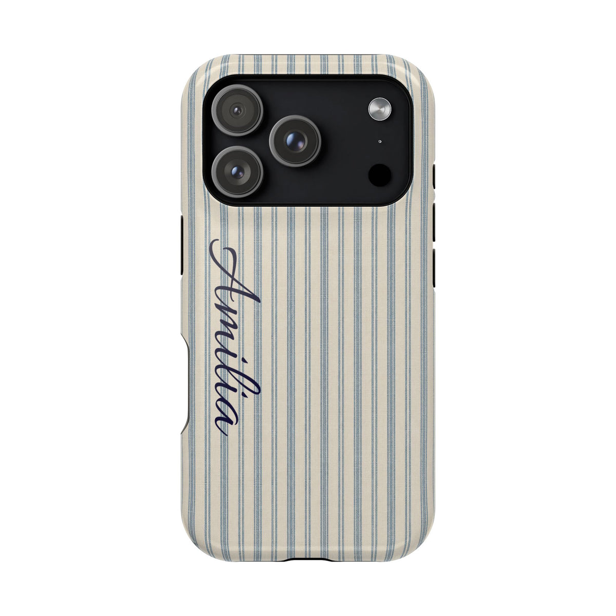 Personalized Striped Magnetic Impact-Resistant Phone Case — Custom Name