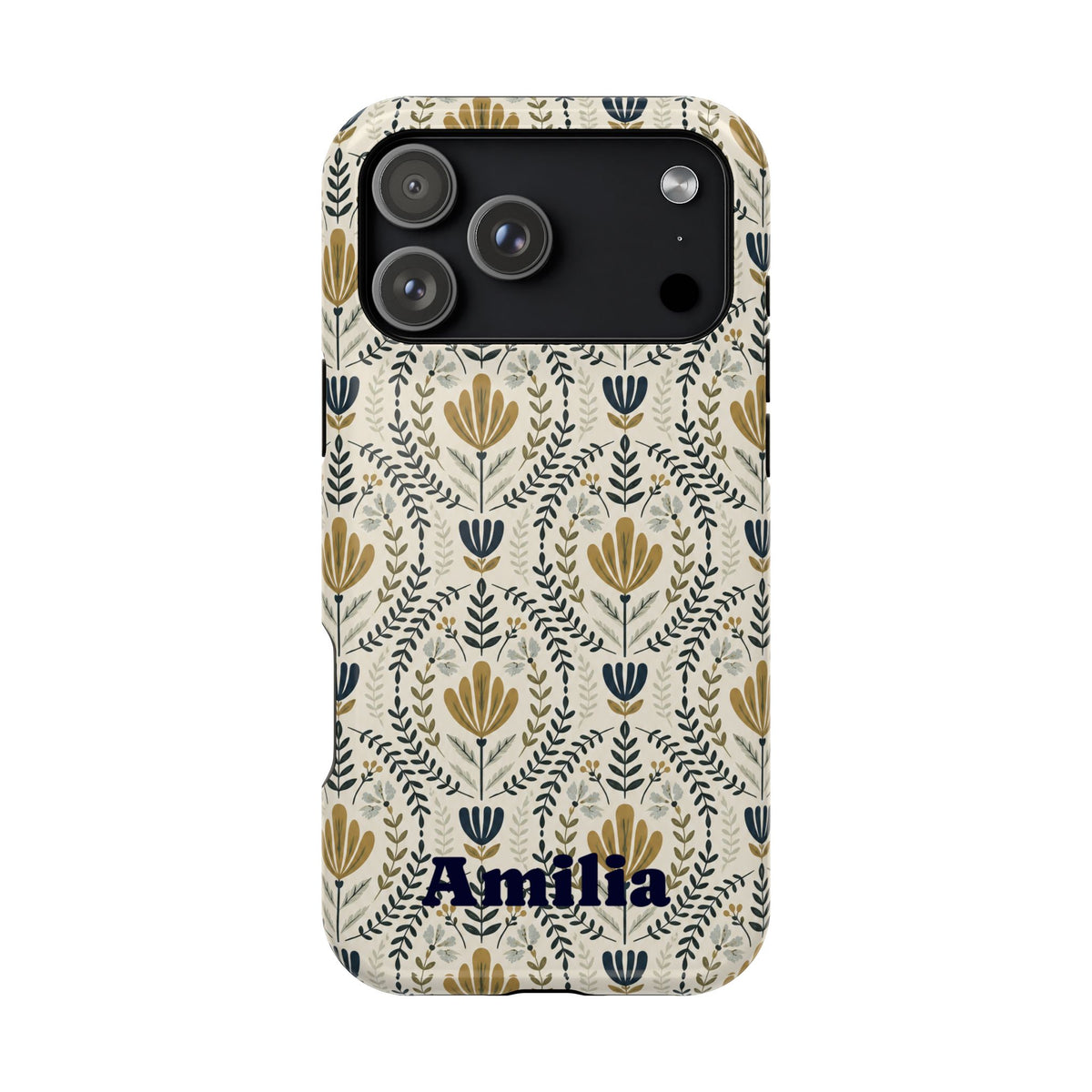 Personalized Floral Magnetic Phone Case — Impact-Resistant Protective Cover (Name Option)