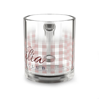 Glass Mug — Pink Gingham Coffee Mug (10 oz)