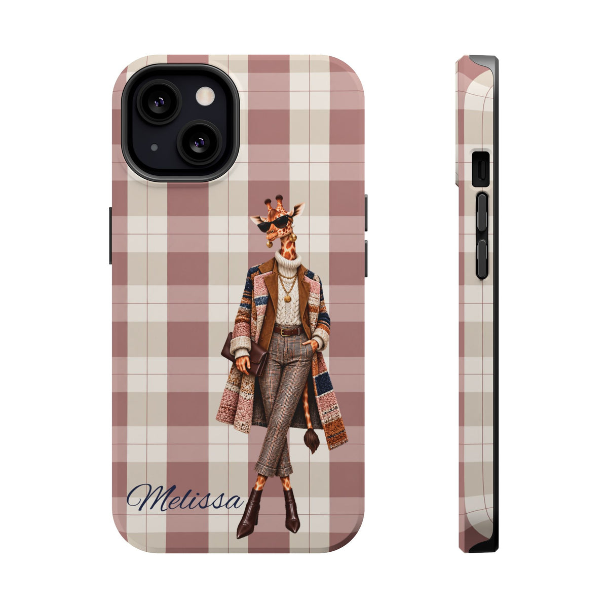 Personalized Giraffe Phone Case — Green Leopard Print Magnetic Impact-Resistant