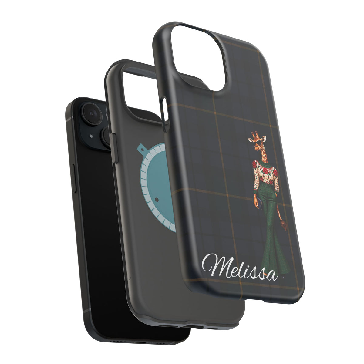 Personalized Giraffe Phone Case — Green Leopard Print Magnetic Impact-Resistant
