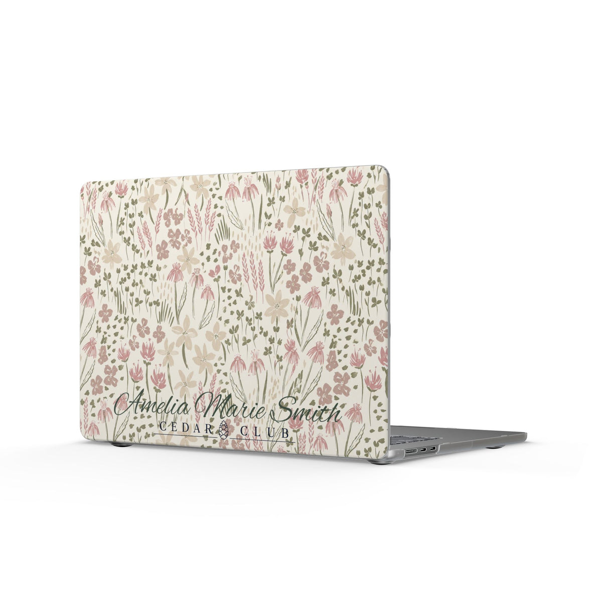 Floral Vintage Matte MacBook Case — Personalized Name Option