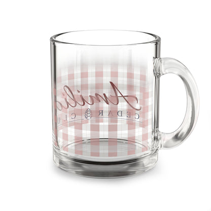 Glass Mug — Pink Gingham Coffee Mug (10 oz)
