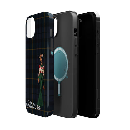 Personalized Giraffe Phone Case — Green Leopard Print Magnetic Impact-Resistant