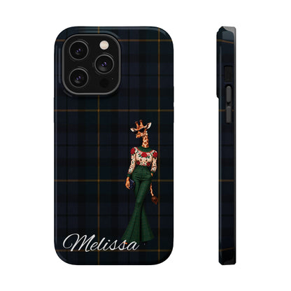 Personalized Giraffe Phone Case — Green Leopard Print Magnetic Impact-Resistant